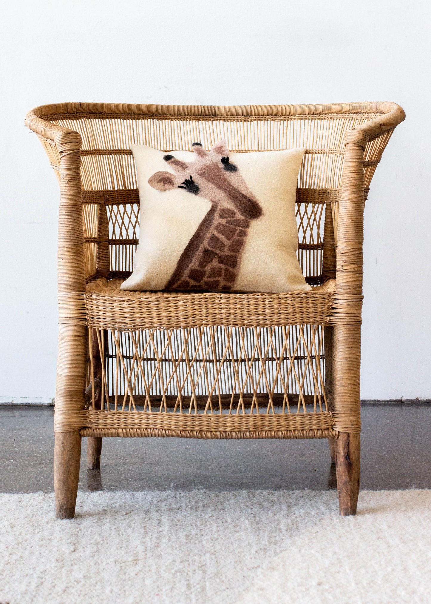 Animal Jungle Giraffe Wool Throw Pillow - Korvel