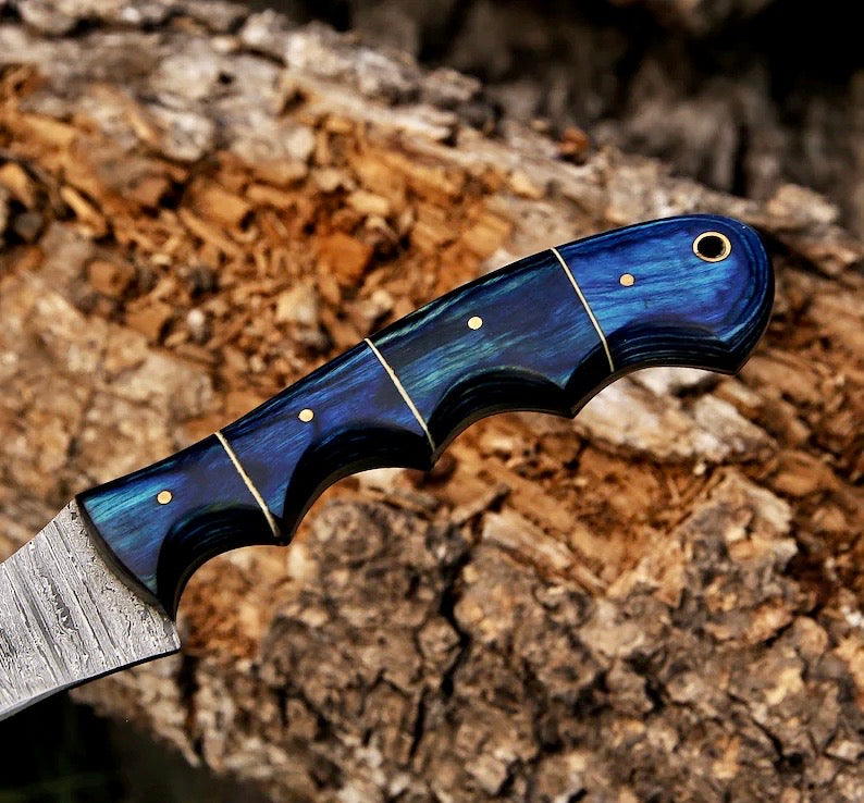 Handcrafted 8" Rasp Steel Hunting Knife with Leather Sheath - Korvel
