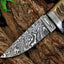 Artisan Crafted Damascus Steel Skinning Knife with Sheep Horn Handle - 8-Inch Blade and Leather Sheath for Hunters - Korvel