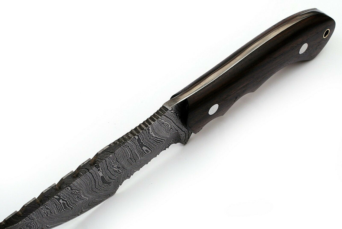 Premium Custom Damascus Steel Tom Brown Tracker Knife - 10" Rosewood Handle with Leather Sheath | Perfect for Survival & Tactical Use - Korvel