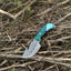 Premium Custom Damascus Steel Guthook Skinning Knife with Artisan Resin Handle - 7.5” Blade & Leather Sheath - Korvel