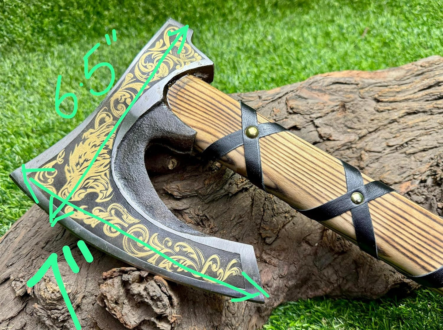 Custom Engraved Viking Hatchet with 1095 Steel Blade & Leather-Wrapped Ash Handle – Battle Forge - Korvel