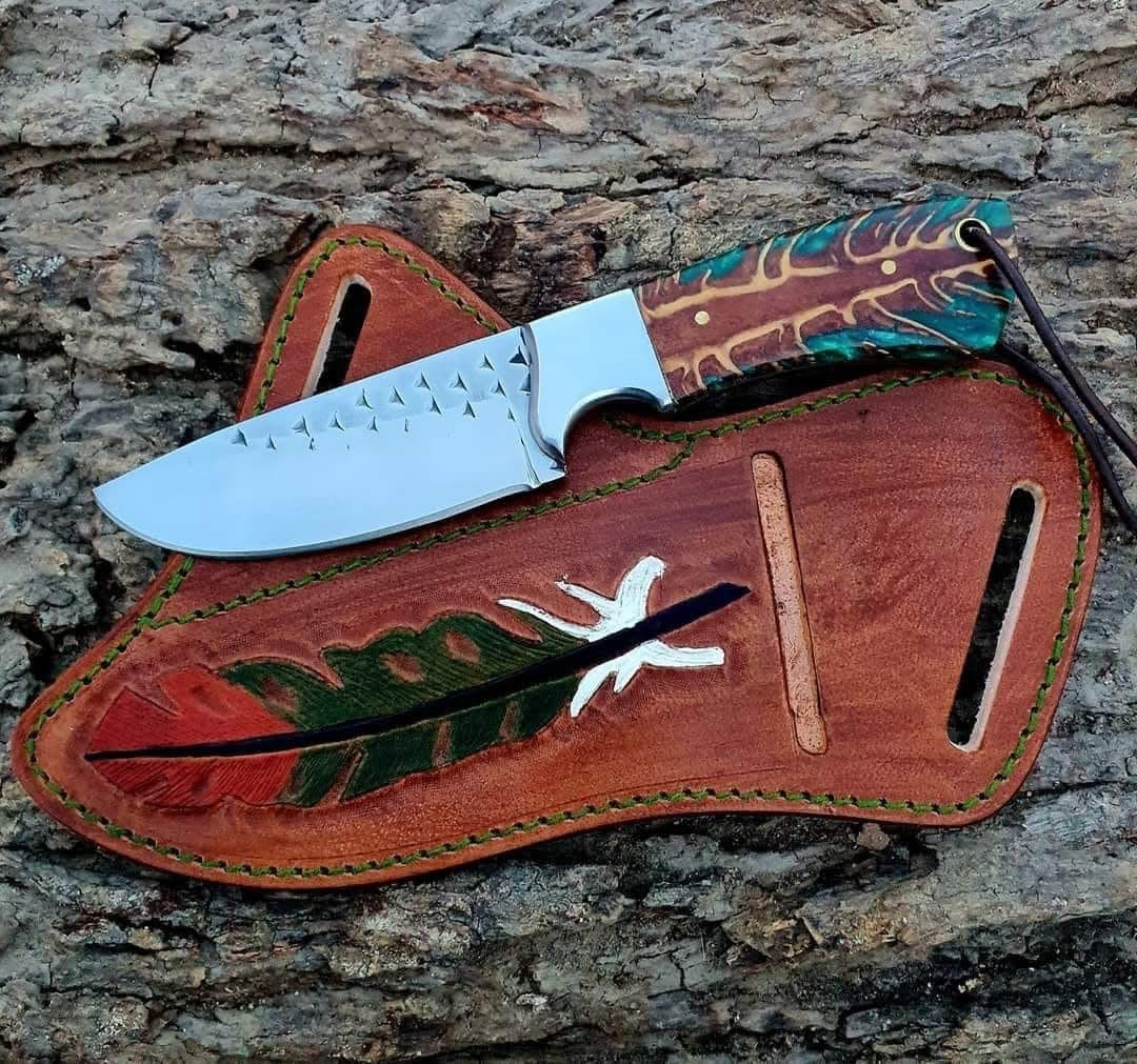 Handcrafted Rustic Cowboy Knife with Leather Sheath – 8" Outdoor Essential - Korvel