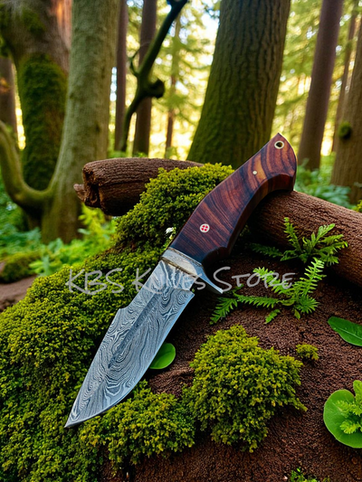 Premium Handmade Damascus Hunting Knife with Rosewood Handle - 10" - Korvel