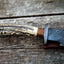 Authentic 1800s Bowie Knife – 15" Damascus Steel Blade with Stag Horn Handle & Leather Sheath - Korvel