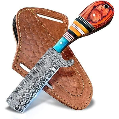 Handcrafted Bull Cutter Knives – Premium Damascus Steel with Pakkawood & Camel Bone Grip - Korvel