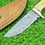 Artisan Damascus Steel Hunting Knife – Olive Wood & Resin Grip with Leather Sheath - Korvel