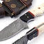 Premium Custom 4.5" Damascus Steel Skinning Knife – Buffalo Horn & Camel Bone Handle - Korvel