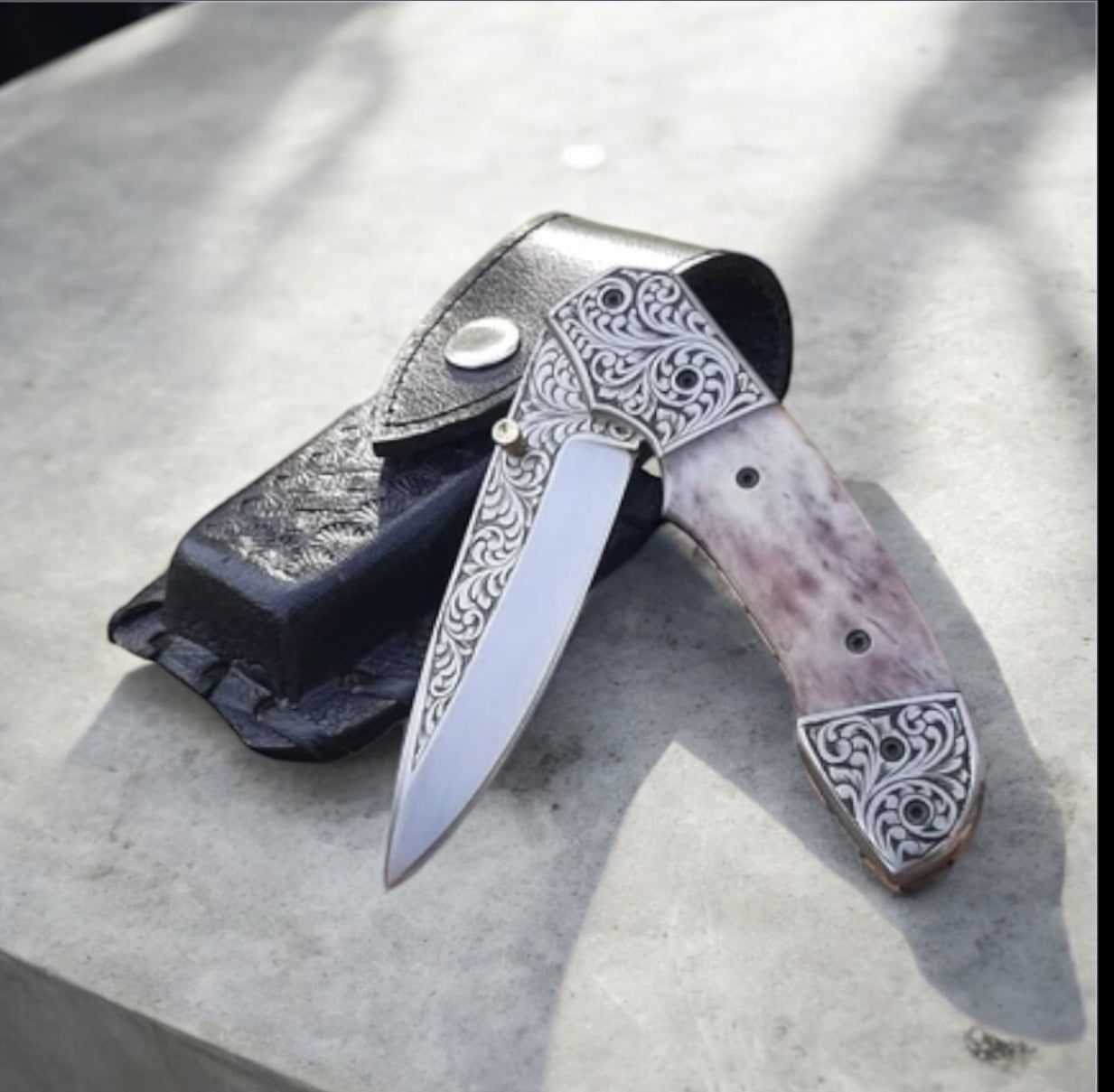 Personalized Artisan Engraved Folding Knife – D2 Steel Blade & Handle - Korvel
