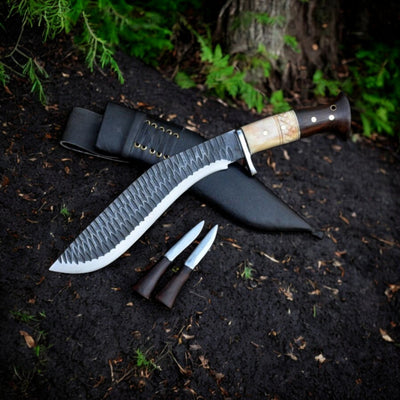 Authentic 15" Nepalese Kukri with Handcrafted Sheath - Korvel