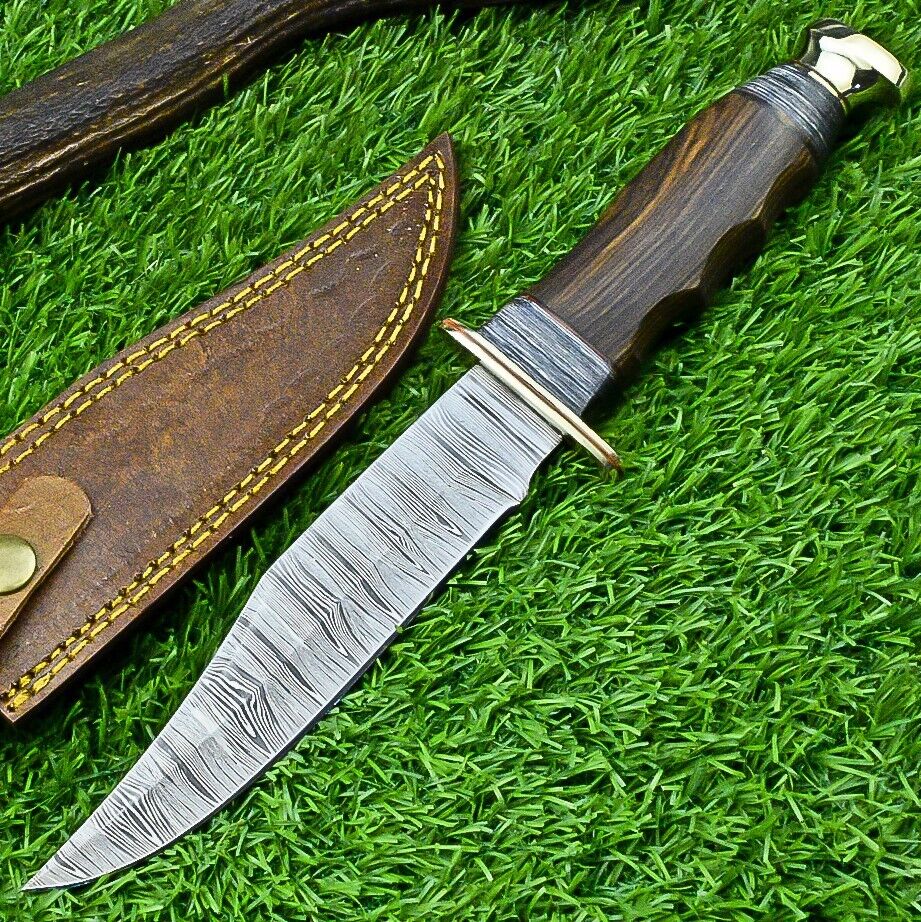 Premium Boulder Colorado Bowie Knife – 13” Damascus Steel Blade with Elegant Rosewood Handle & Leather Sheath - Korvel