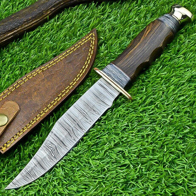 Premium Boulder Colorado Bowie Knife – 13” Damascus Steel Blade with Elegant Rosewood Handle & Leather Sheath - Korvel