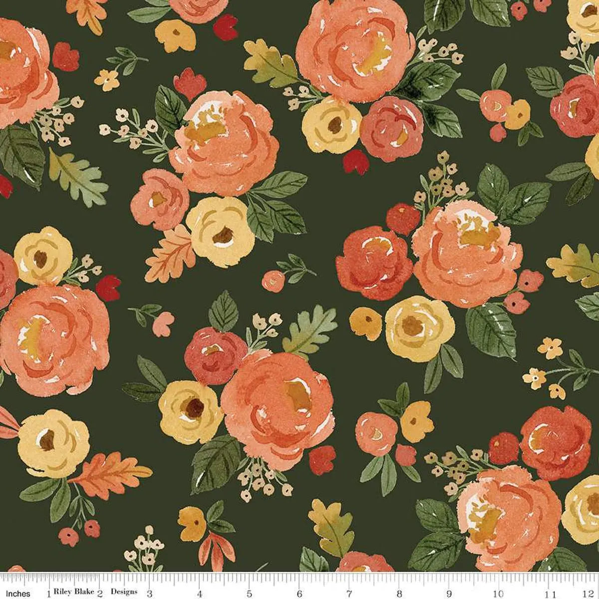 Tissu en coton large à motifs floraux de la collection Happy Fall Days