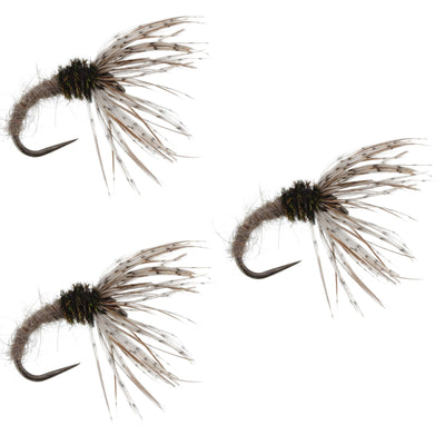 Triple Pack of Hares Ear Sakasa Kebari Tenkara Flies - Size 14 - Korvel