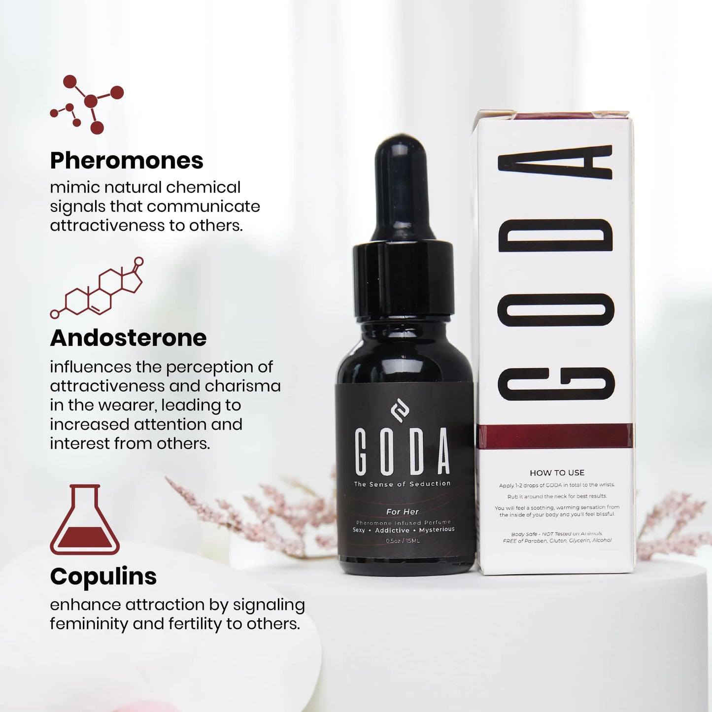 GODA Para Ella Perfume de Feromonas - Aroma Floral y Picante, Vegano y Libre de Crueldad