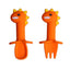 Soft Silicone Baby Feeding Spoon and Fork Set - Cartoon Dinosaur