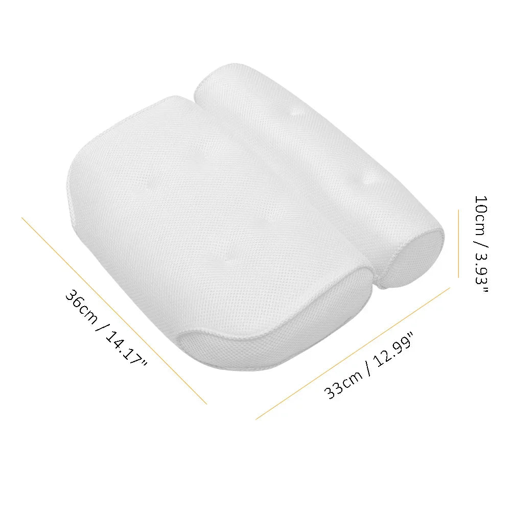 3D Mesh Bath Pillow Soft Waterproof SPA Headrest Bathtub Pillow With Backrest Suction Cup Neck Cushion Bathroom Accessories - Korvel