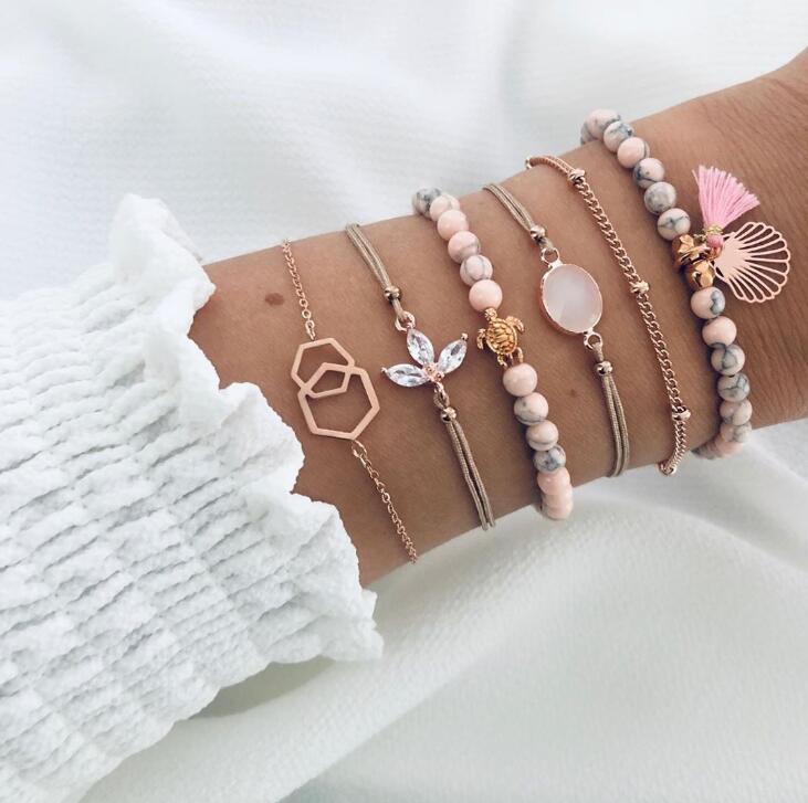 Elegant Elephant Tree of Life Tassel Bracelet Set - Luxury Jewelry for Women - Korvel