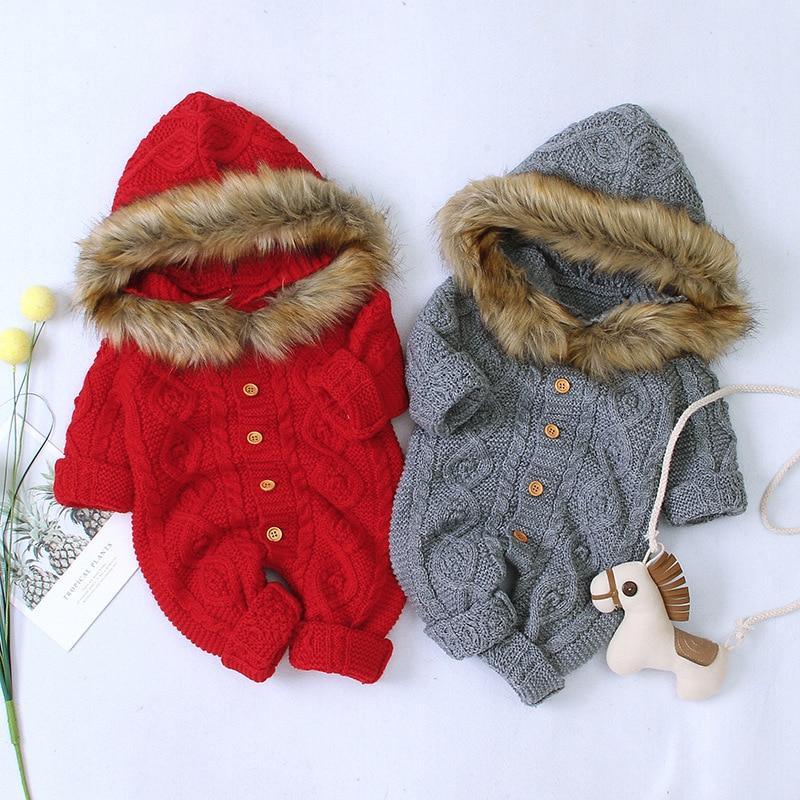 Manteau Chaud Elegant Baby - Combinaison Tricotée à Capuche pour Nouveau-nés