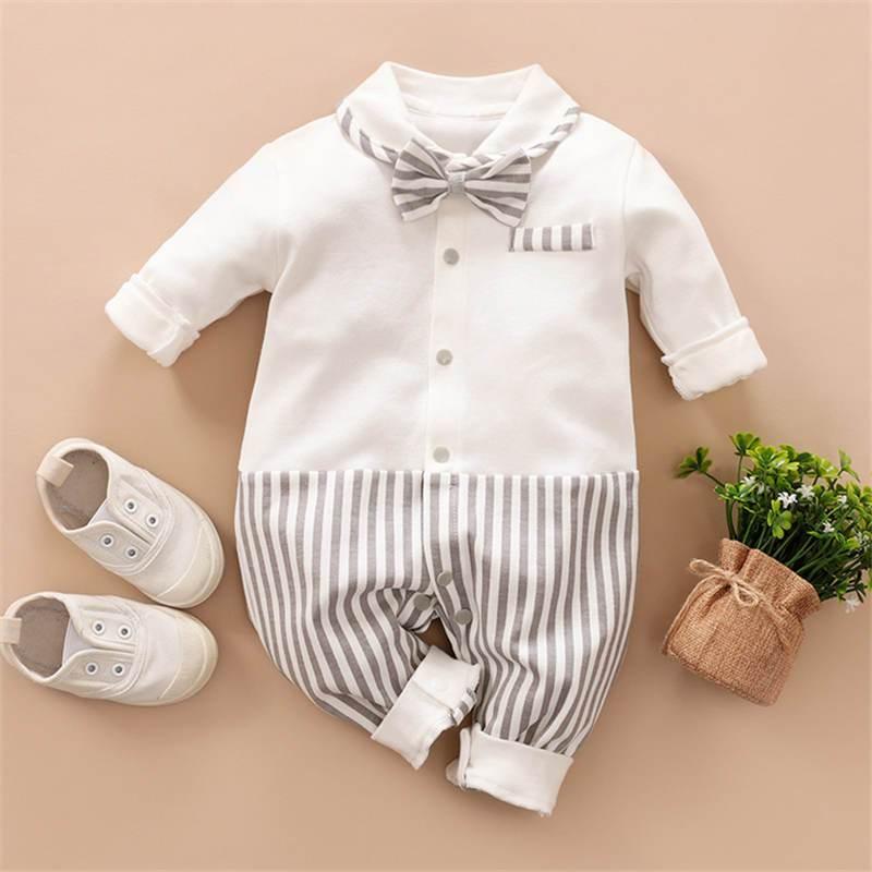 Luxury Modern Baby Boy Romper with Bow - Premium Infant Outfit