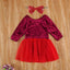 Robe Rouge de Noël à Manches Longues pour Filles Bébés