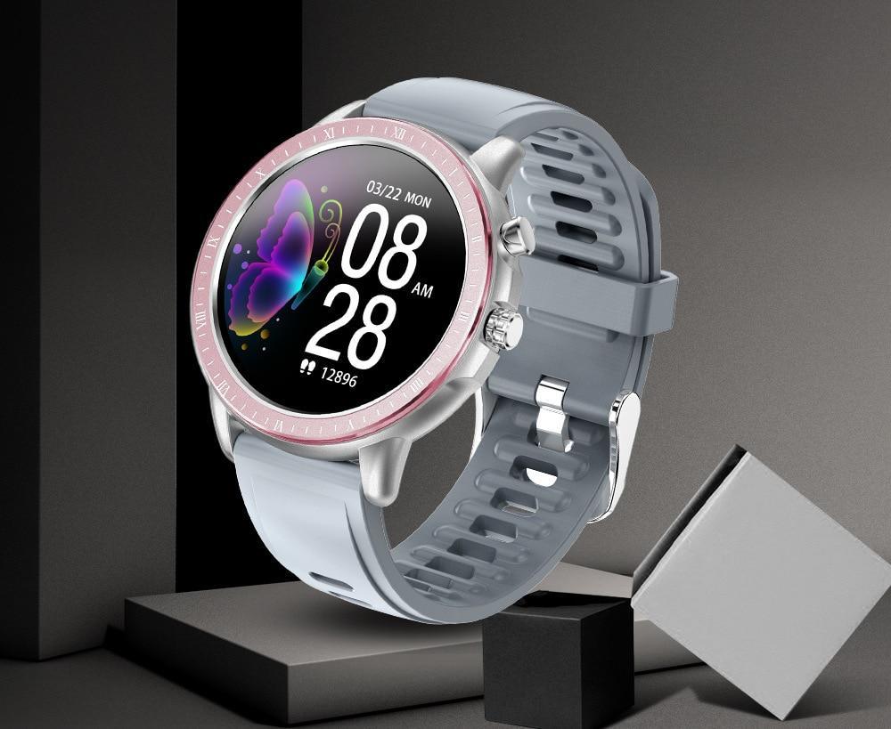 Montre intelligente unisexe élégante avec moniteur de fréquence cardiaque et design étanche