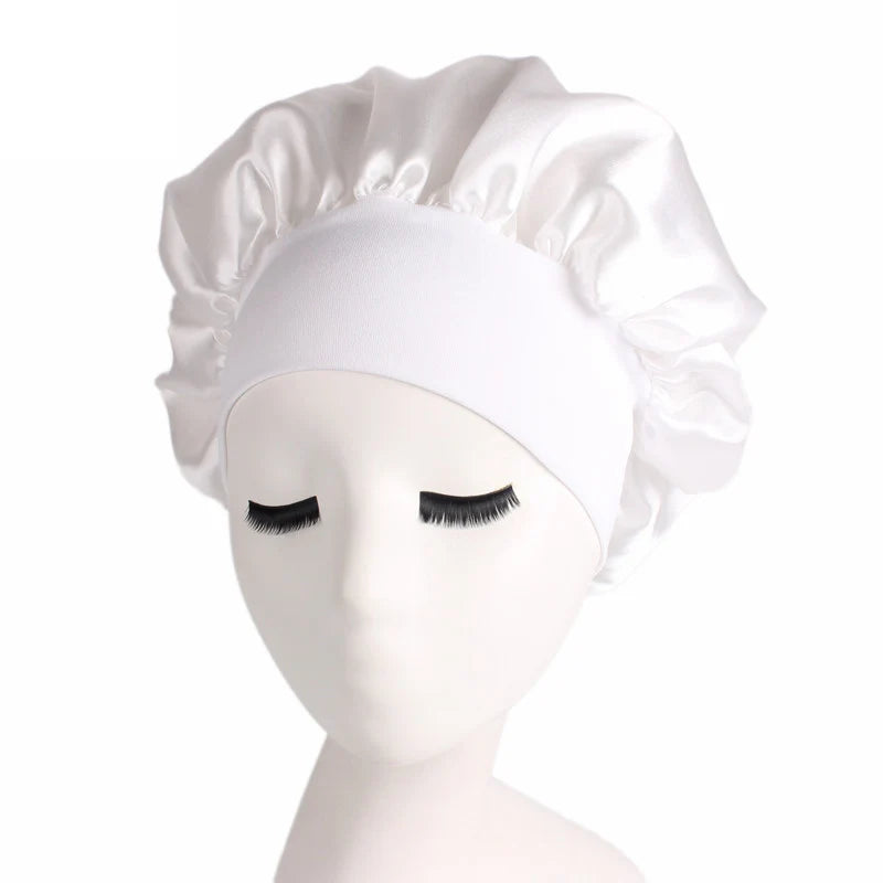 1pc Adjust Solid Satin Bonnet Hair Styling Cap Long Hair Care Women Night Sleep Hat Silk Head Wrap Shower Cap Hair Styling Tools - Korvel