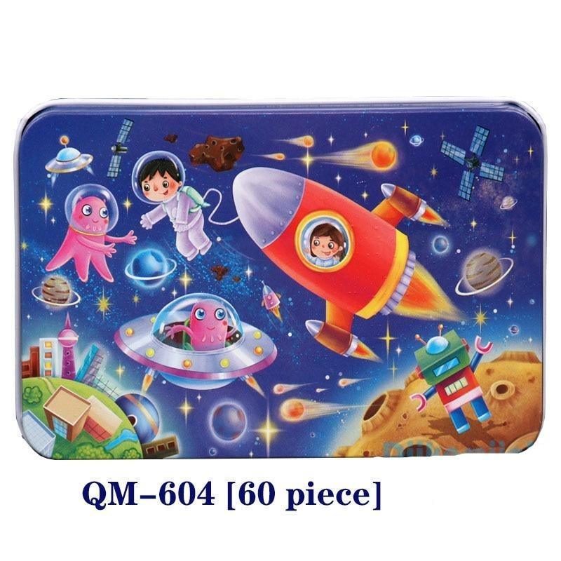 60-Piece Cartoon Animal Wooden Puzzle for Kids - Educational Fun Toy - Korvel