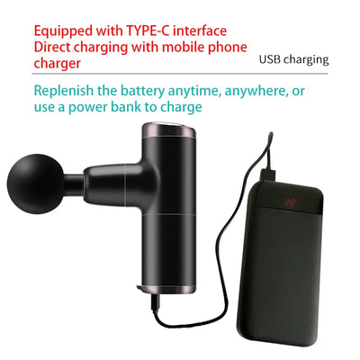 Mini Electric Massage Gun Deep Muscle Fascial Body Massager Gun Tissue Percussion Small Fitness Equipment Acid Relief Pain Relax - Korvel