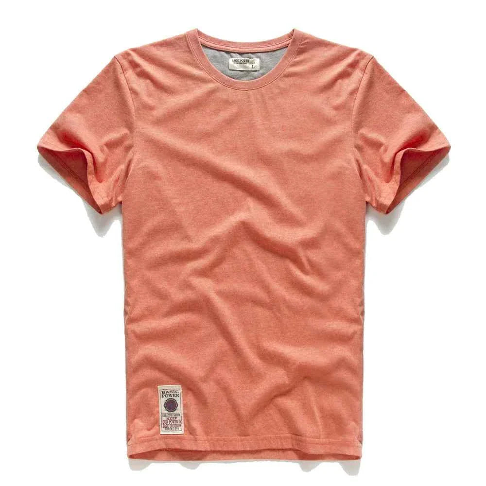 Camiseta Clásica de Algodón para Hombre con Cuello Redondo Sólido