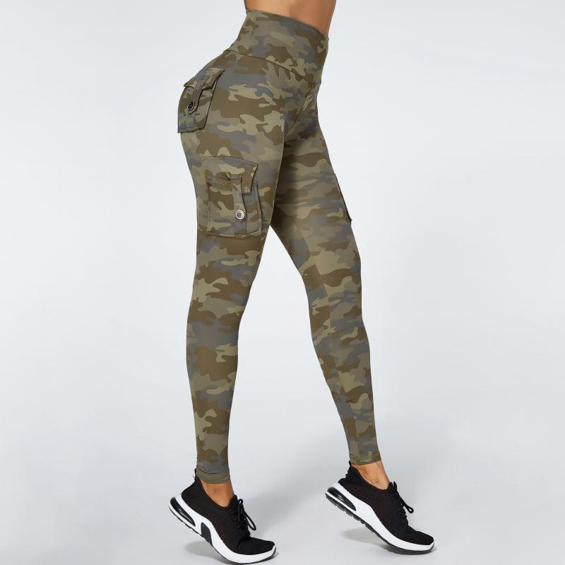 Pantalones de Yoga de Camuflaje con Bolsillos para Mujeres