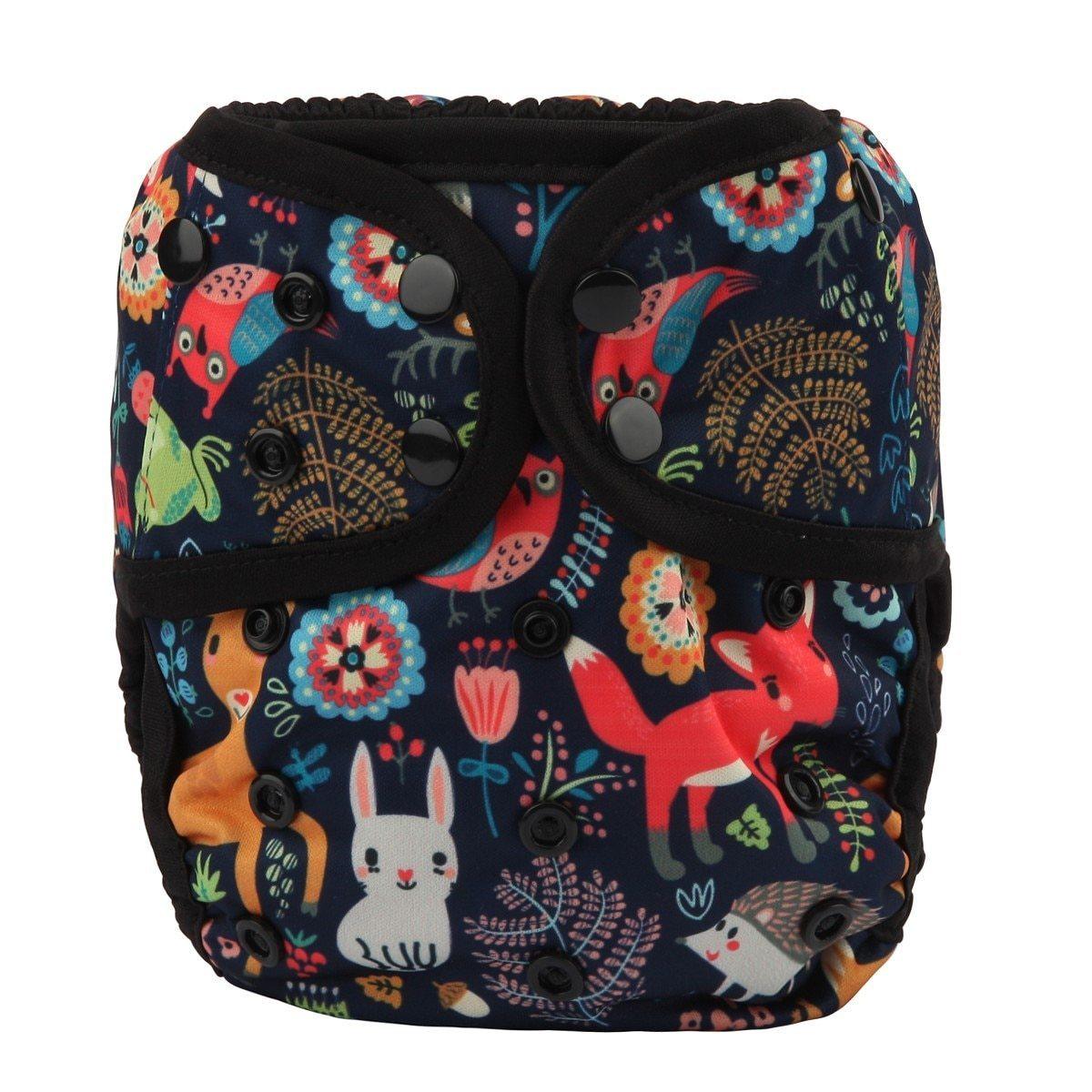 Couche en tissu pour bébé ajustable à taille unique avec double gousset