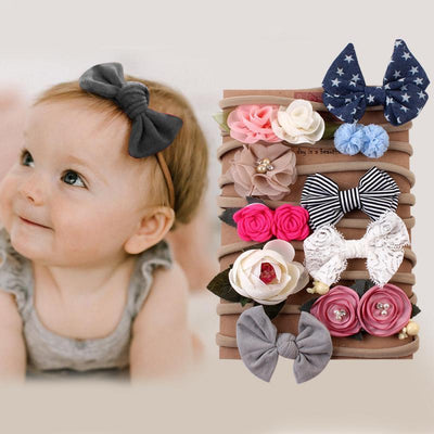 Luxury 10PCS Kids Headband Set with Rabbit Ears