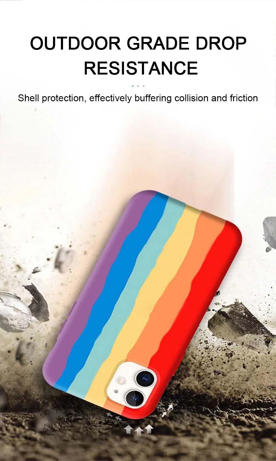 Funda de Silicona Arcoíris de Lujo para iPhone - Protección Premium