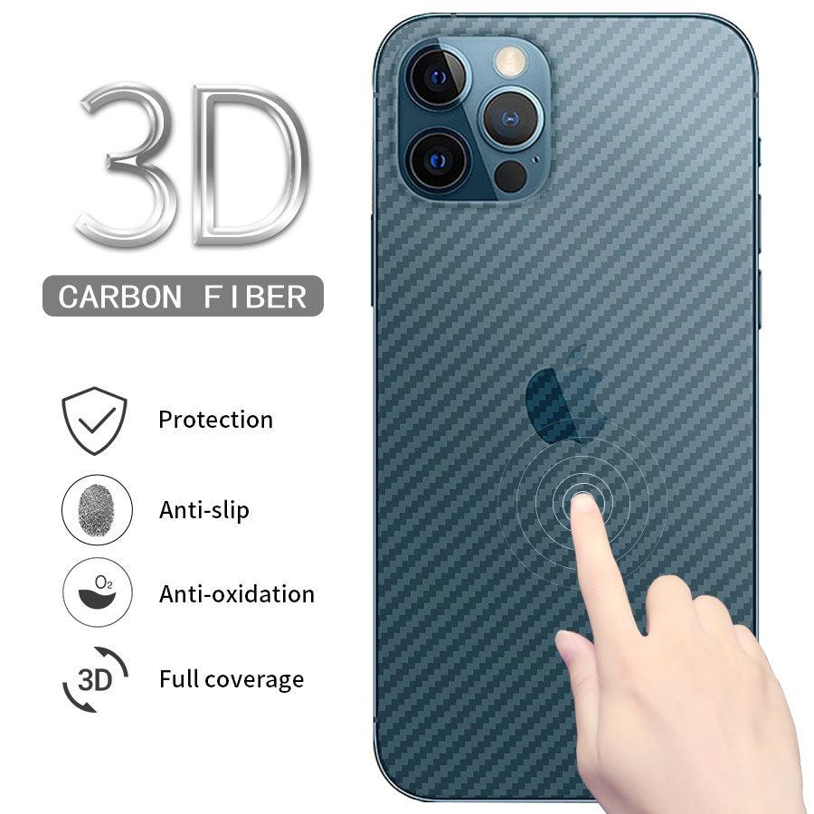 Protecteur d'écran arrière en fibre de carbone pour iPhone