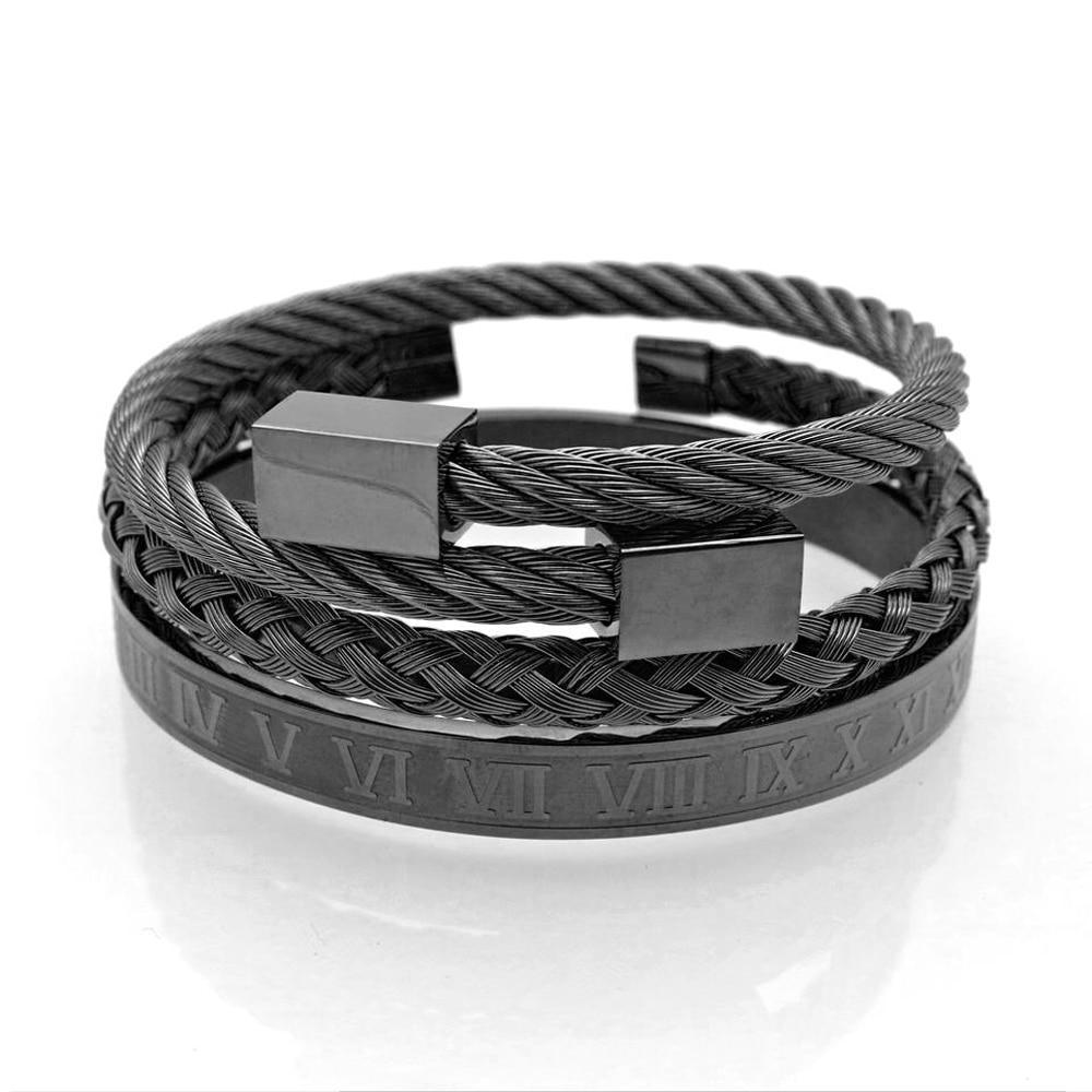 Luxury Modern Roman Style Stainless Steel Bracelet for Men