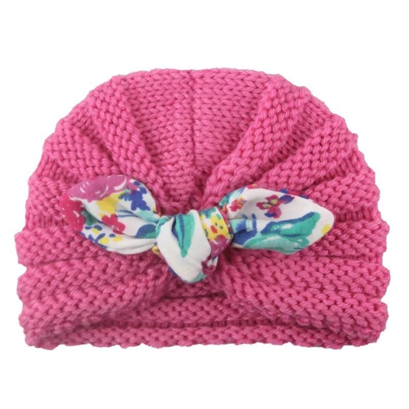 Charming Handmade Cotton Baby Turban Hat with Colorful Bow for Boys and Girls - Perfect for Autumn and Winter - Korvel