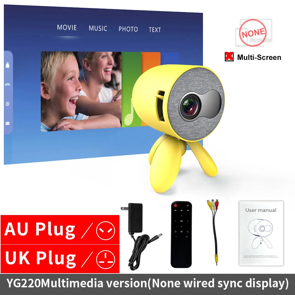 LEJIADA YG220 Mini Projector 3.5mm Audio Phone with screen Update Version Portable Pocket Cute Projector Video Player Kids Gift - Korvel