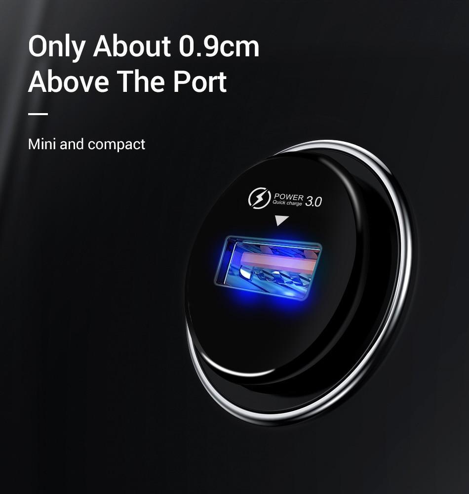 Chargeur de voiture Mini Blanc Quick Charge 3.0 - Adaptateur USB à charge rapide