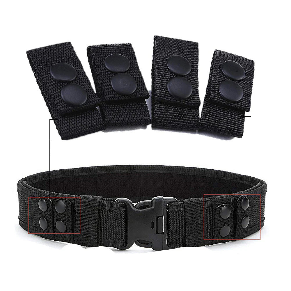 4Pcs/Set Tactical Belt Buckle Police Military Accessory Double Snaps Nylon Tactical Belt Loop Holder Keeper - Korvel