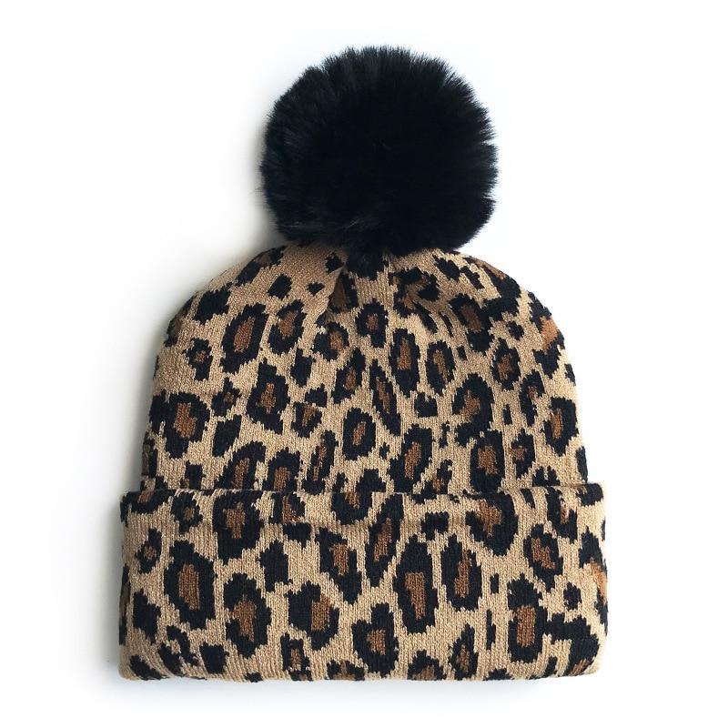 Elegant Leopard Design Winter Hats for Mothers and Children