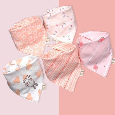 5-Pack Baby Cotton Cartoon Bandana Bibs Set
