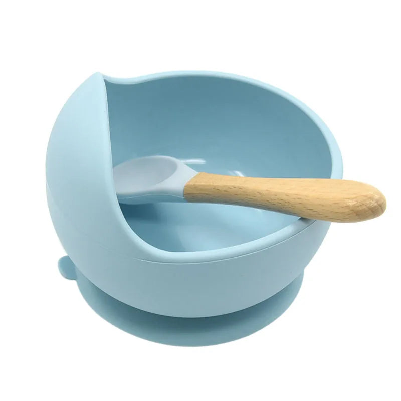 Baby Silicone Tableware Strong Sucker Water Bowl Spoon Set Children Suction Bowl Baby Food Bowl Baby Feeding Tableware - Korvel