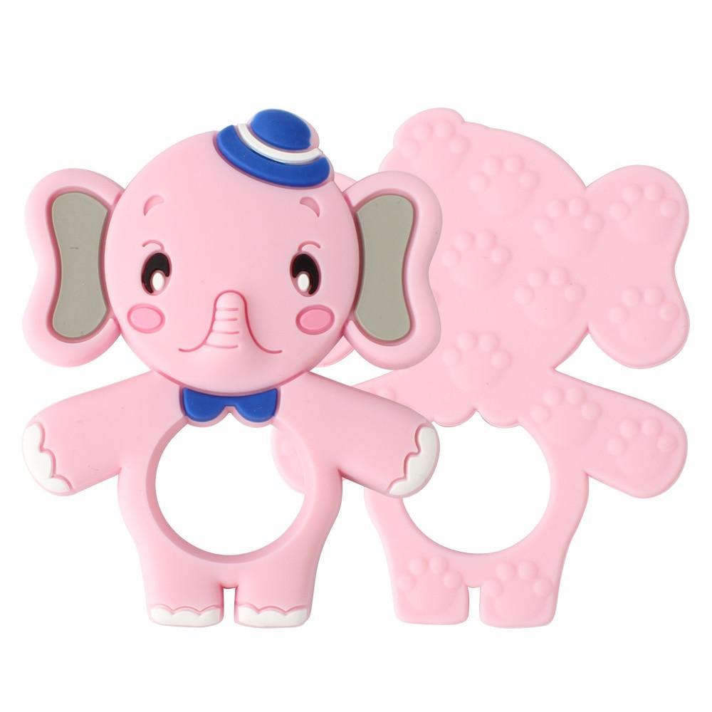 Juego de 2 piezas de mordedor de silicona de animales de dibujos animados para bebés