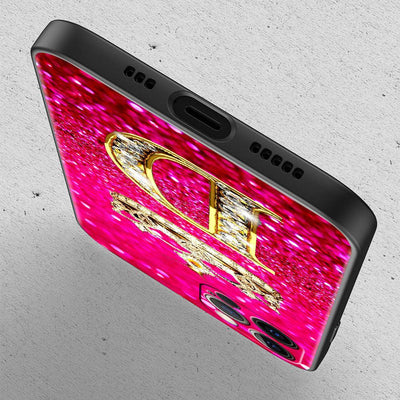 Coque de téléphone à lettres brillantes roses pour iPhone - Protection scintillante