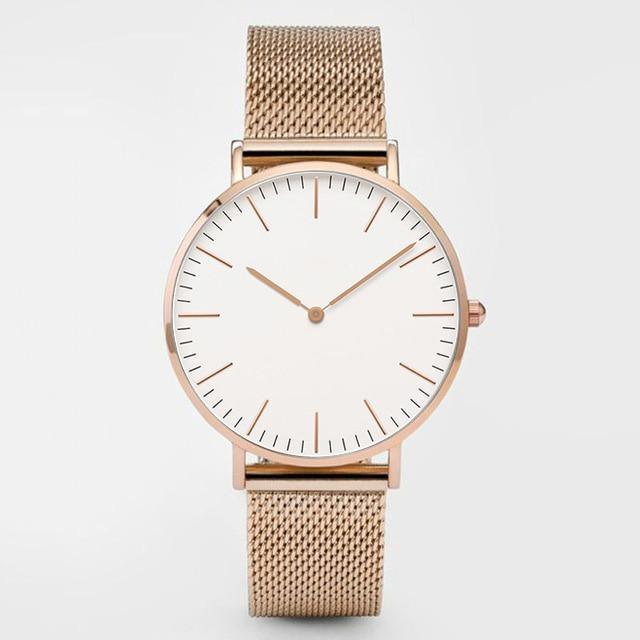 Montre en acier inoxydable ultra fine unisexe