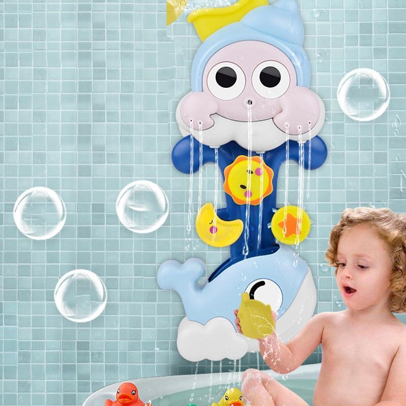Juguete de baño interactivo de spray de agua caracol y ballena para niños pequeños