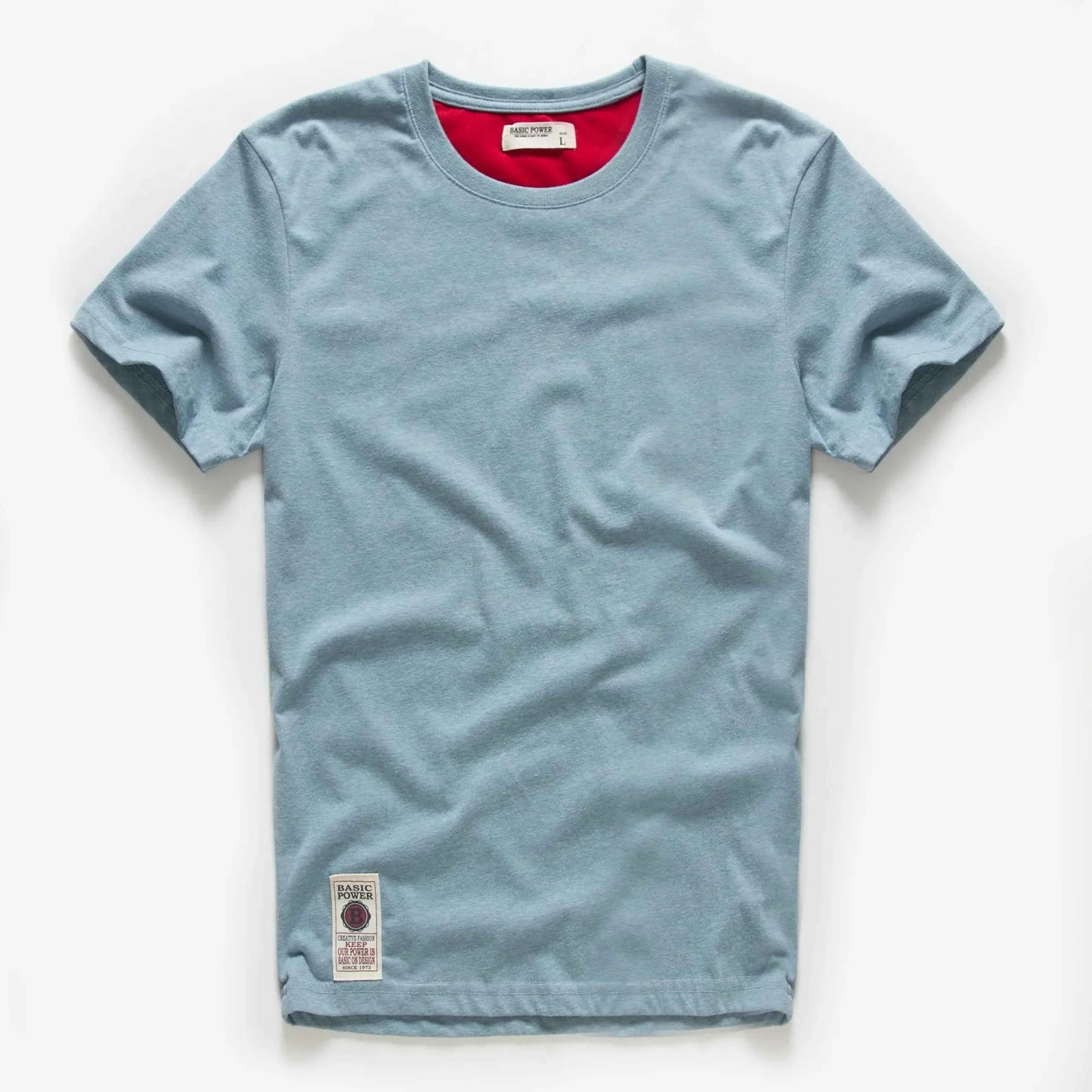 Camiseta Clásica de Algodón para Hombre con Cuello Redondo Sólido