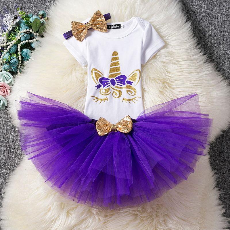 Vestido Moderno de Unicornio para Celebraciones del Primer Cumpleaños