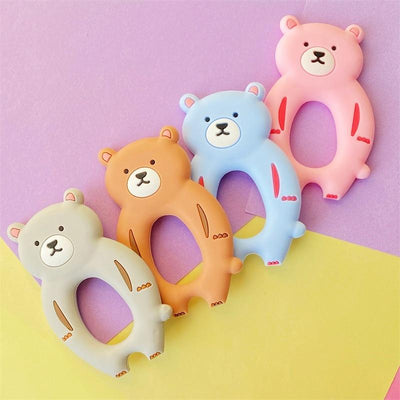 4-Pack Bear Silicone Teething Toys - Safe & Fun Baby Chewables - Korvel